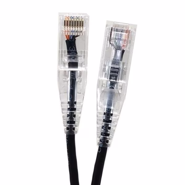 Micro Connectors E08-050B-SLIM5 50 ft. Ultra Slim 28AWG Cat6 UTP RJ45 Patch Cables; Black - Pack of 5